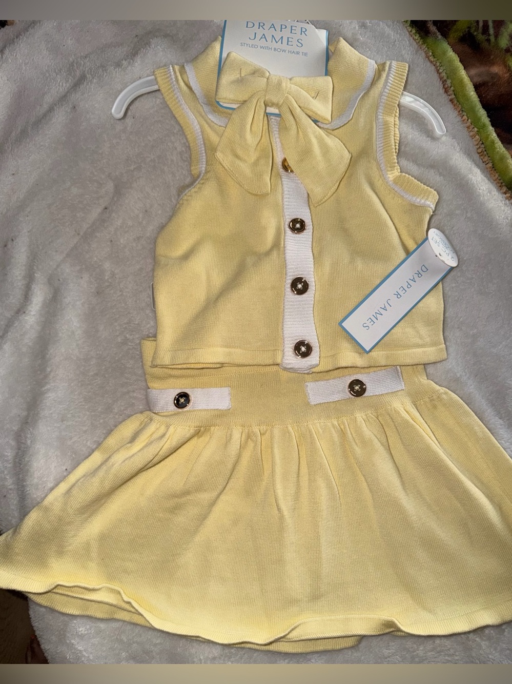 Draper James Yellow Bow Knit Two-Piece Set 2t NWT